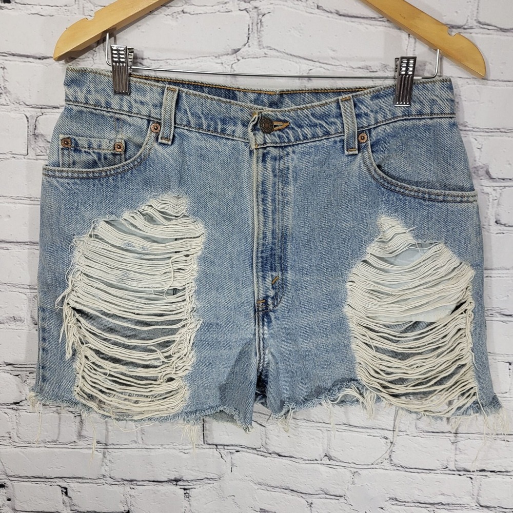 Vintage Levis Furst Of A Time Jean Shorts Womens 14 High-Waist Distressed